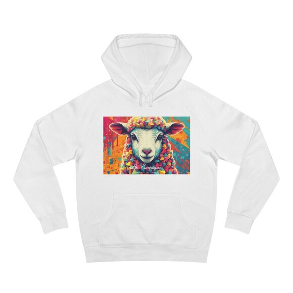 Colorful Pop Art Style Sheep Hoodie | Motivational Graphic Tee | "Be Ewenique" - Picture 1 of 2